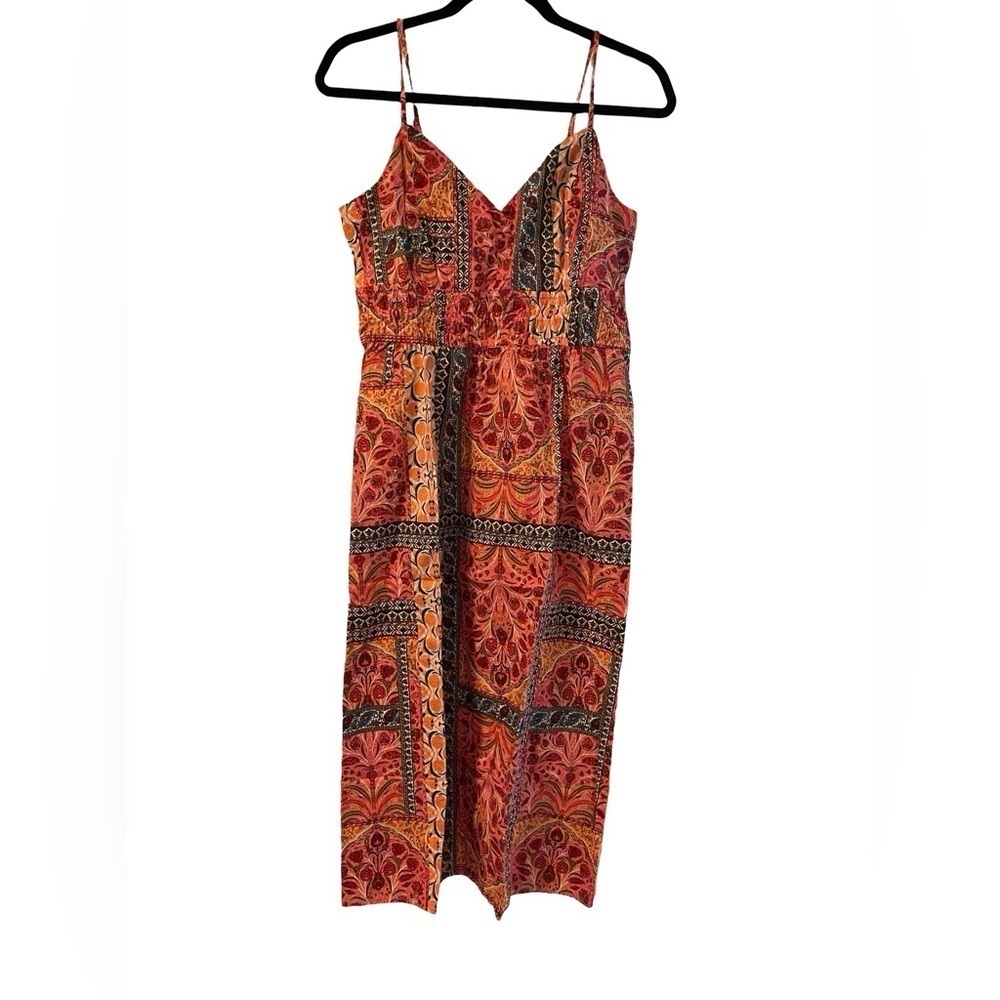 NWT Old Navy Pink Paisley Waist-Defined Cami Midi Dress Size Medium